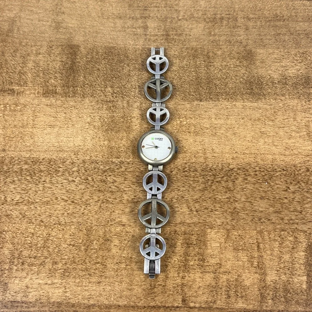 Vintage Lucky Brand Women's Watch 25mm Peace Sign‎ Band - Needs New Battery
